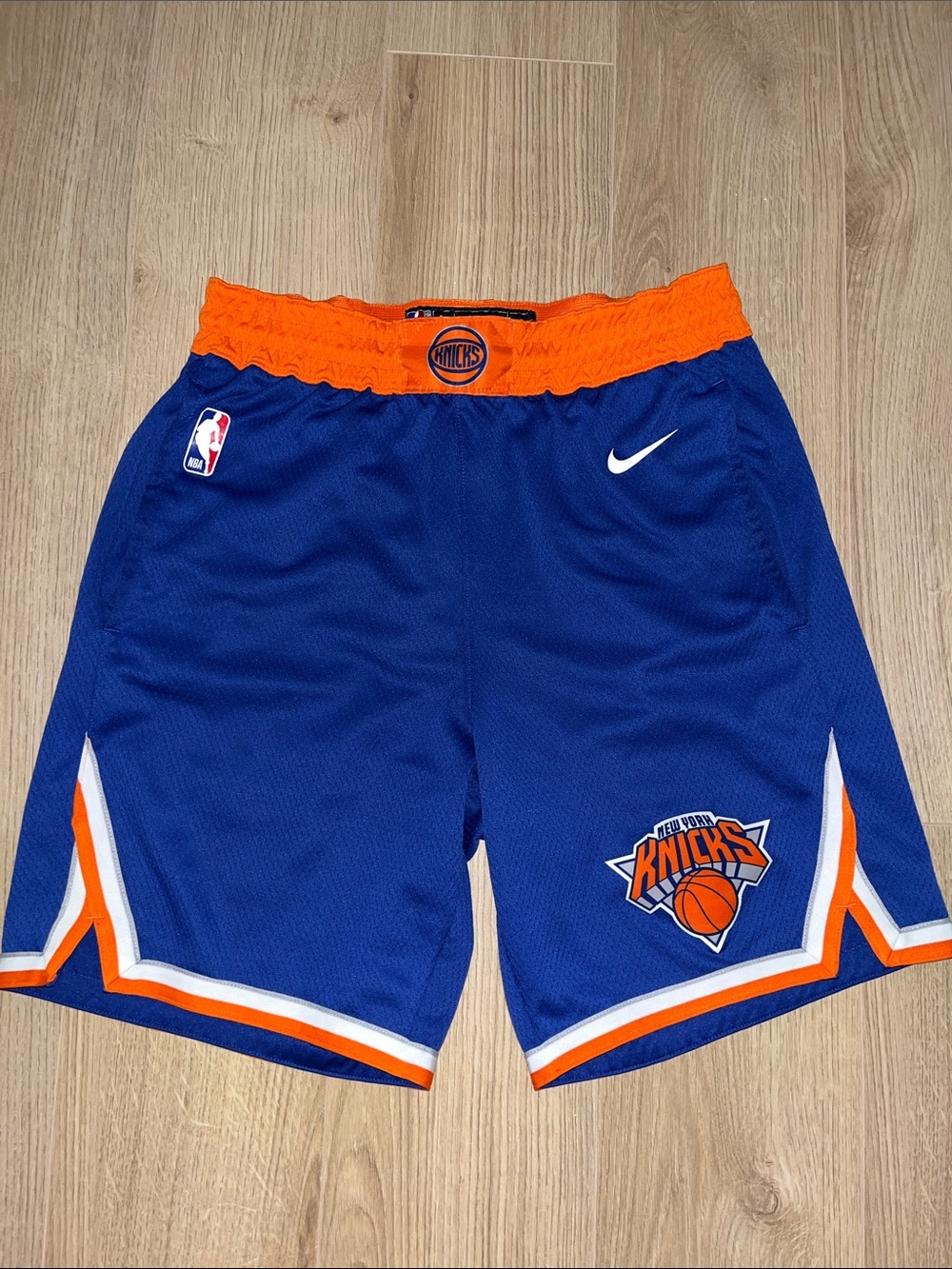 New York Knicks Authentic Nike Blue and Orange Shorts